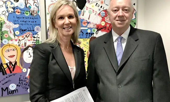Photo Image Commissioner Colin Pettit With Thinker In Residence Jane Burns March 2017