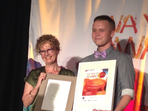 Commissioner Jenni Perkins With James Clarke Winner Of The 2014 Youth Awards