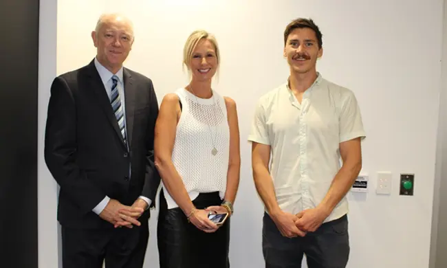 Photo Image Commissioner Colin Pettit ~Rofessor Jane Burns And Headspace Geraldton Manager Nick Duigan 15 March 2017